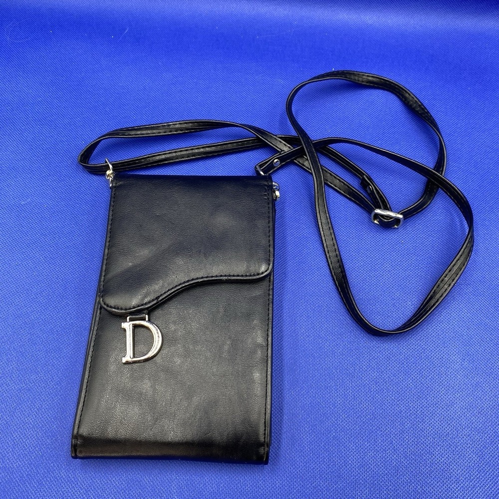 Cell Phone Crossbody Bag. Black w/Adjustable Strap